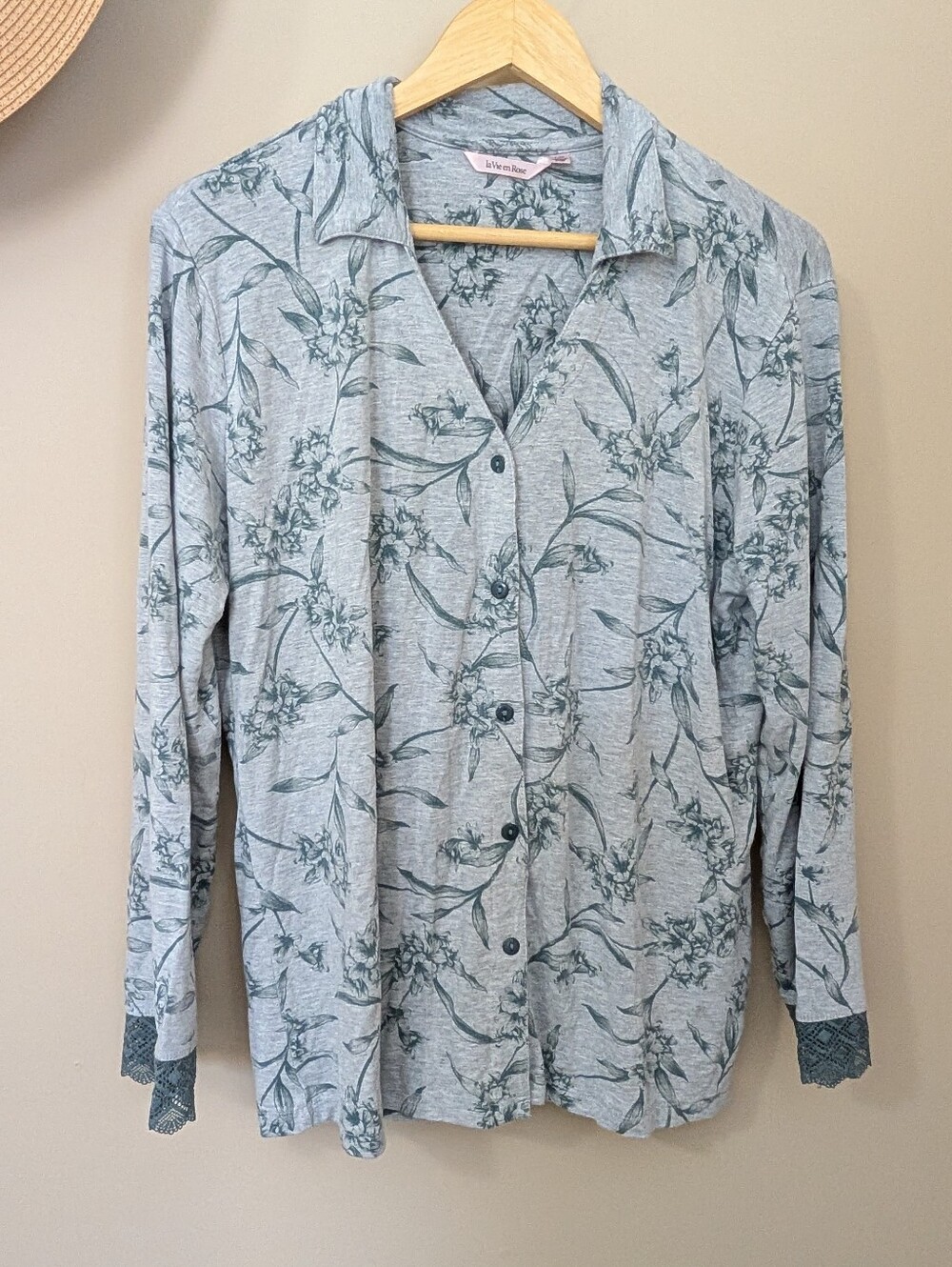 La Vie En Rose Pajama Shirt Size Large